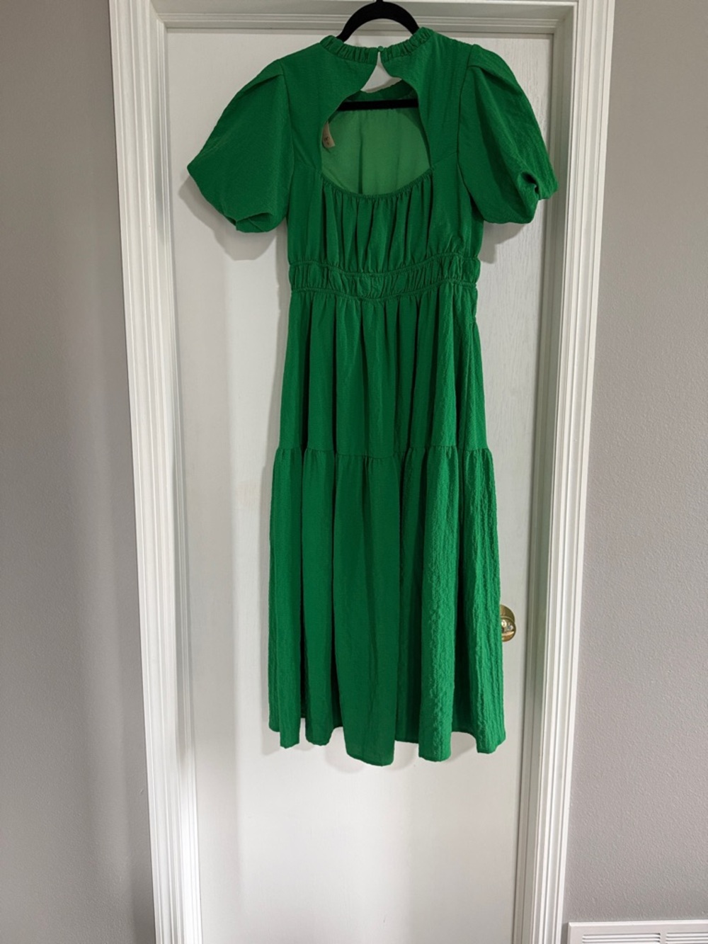 THML Emerald Green Puff-Sleeve Midi Dress - Picture 5 of 5